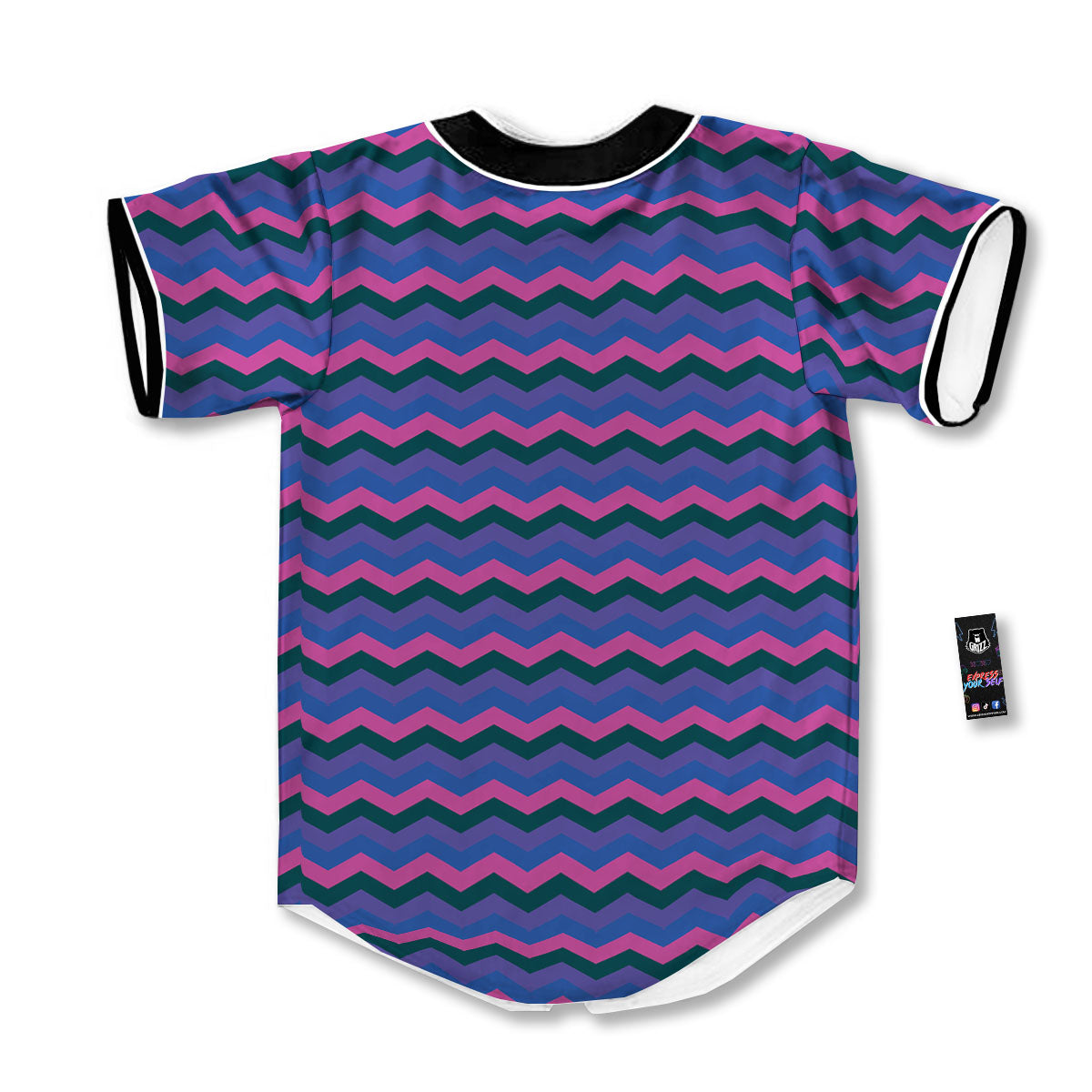Zigzag Purple And Blue Print Pattern Baseball Jersey-grizzshop