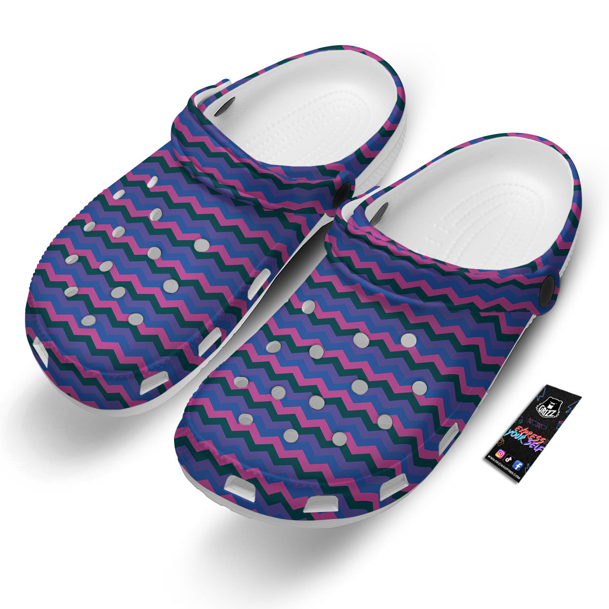 Zigzag Purple And Blue Print Pattern Clog-grizzshop