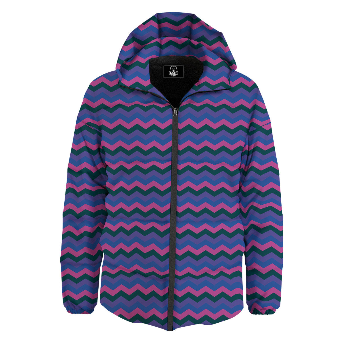 Zigzag Purple And Blue Print Pattern Down Jacket-grizzshop