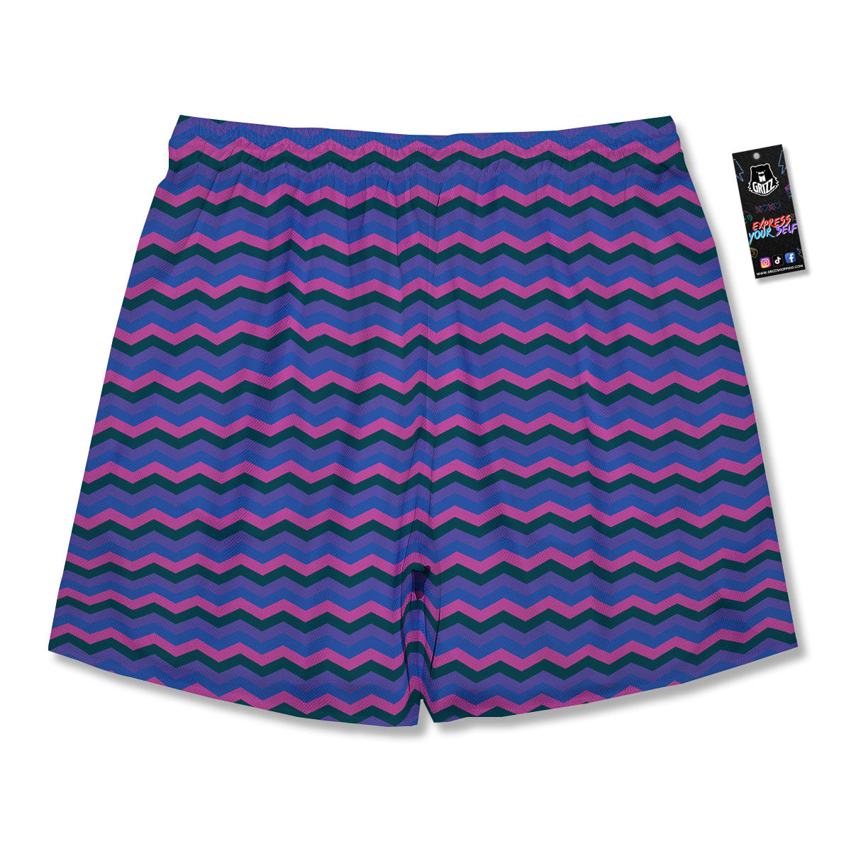 Zigzag Purple And Blue Print Pattern Men's Running Shorts-grizzshop
