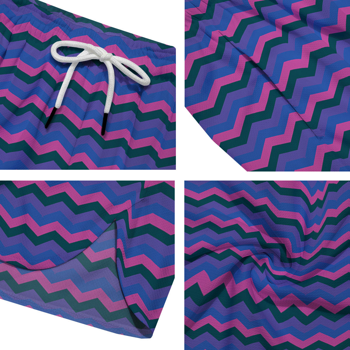 Zigzag Purple And Blue Print Pattern Men's Running Shorts-grizzshop