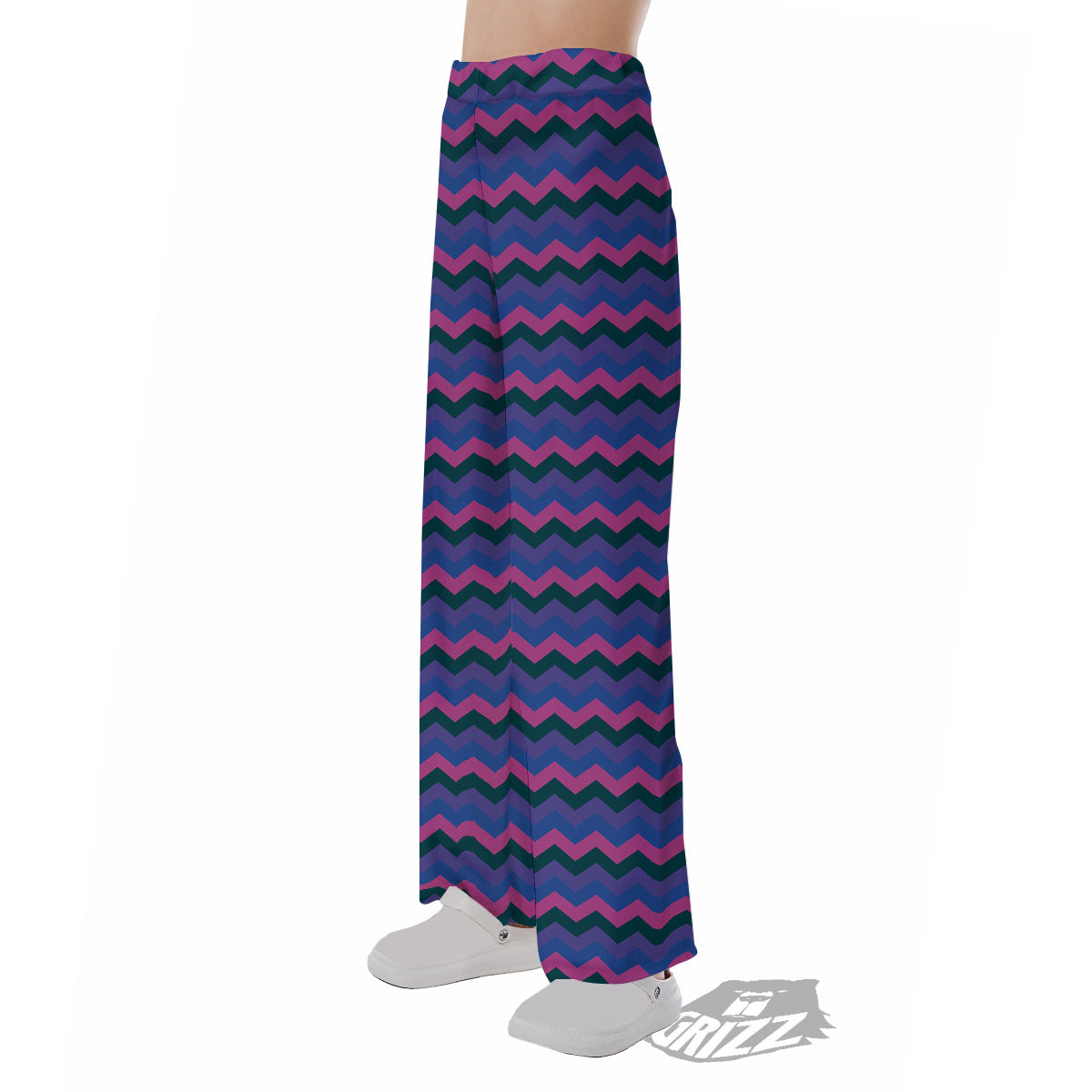 Zigzag Purple And Blue Print Pattern Pajama Pants-grizzshop