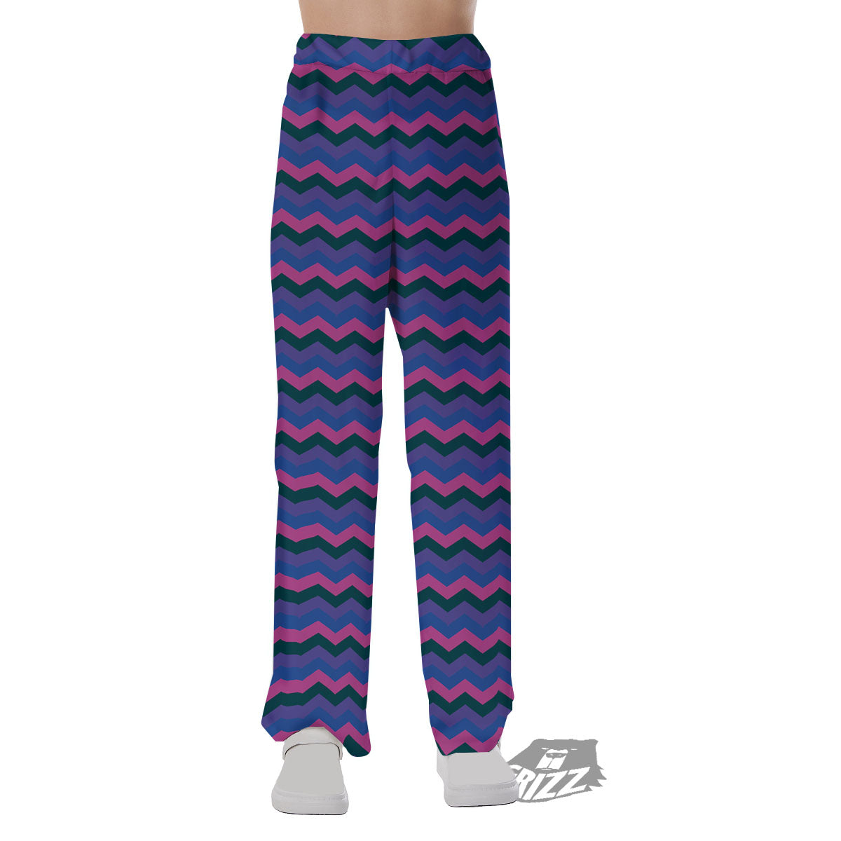 Zigzag Purple And Blue Print Pattern Pajama Pants-grizzshop