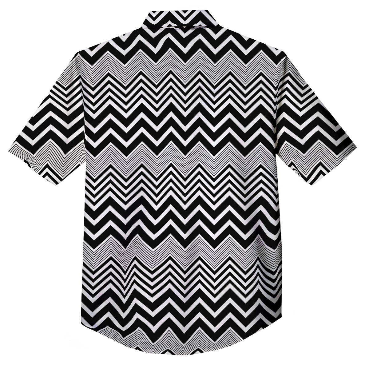 Zigzag White And Black Print Pattern Button Up Shirt-grizzshop