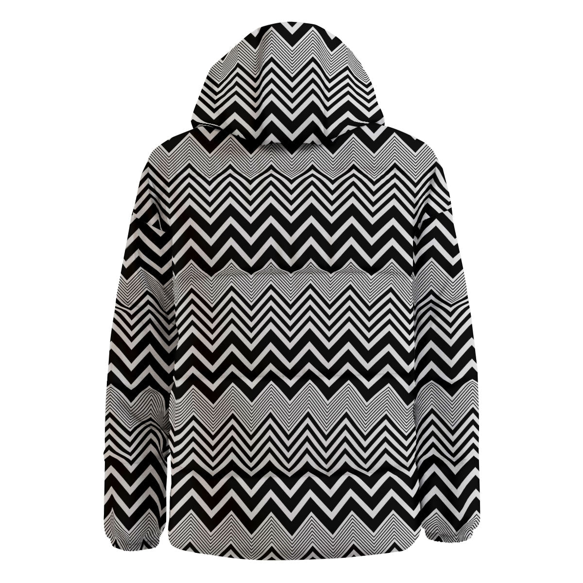 Zigzag White And Black Print Pattern Down Jacket-grizzshop