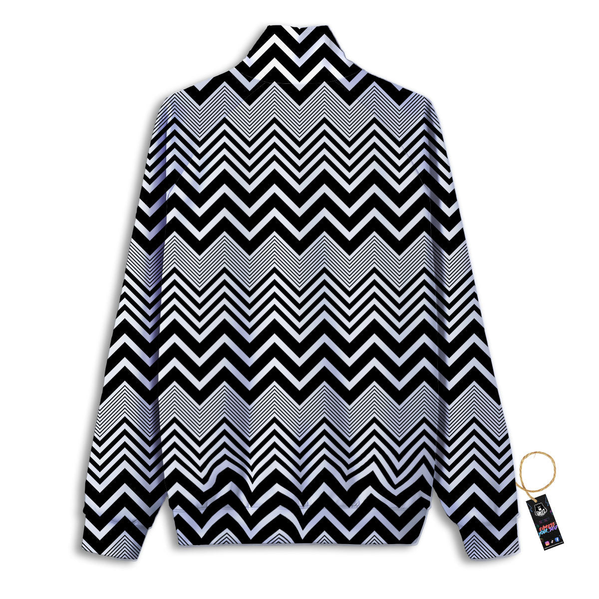 Zigzag White And Black Print Pattern Track Jacket-grizzshop