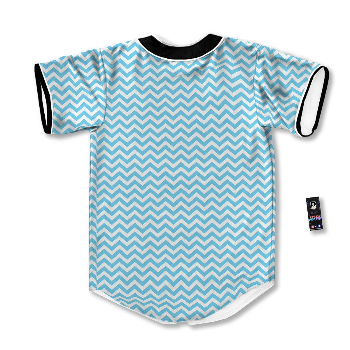 Zigzag White And Blue Print Pattern Baseball Jersey-grizzshop