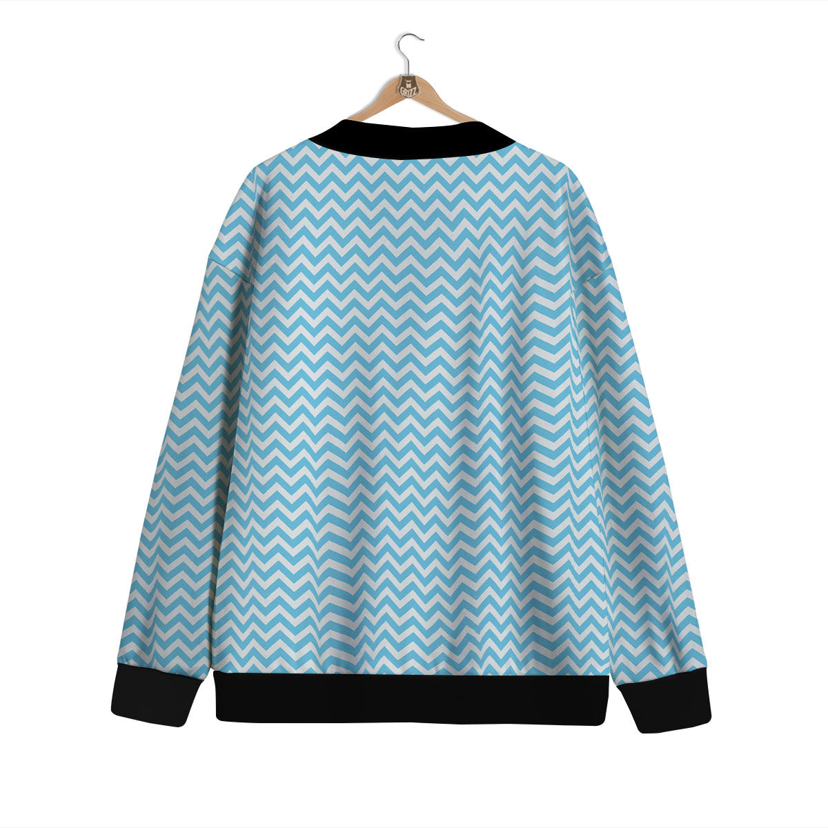Zigzag White And Blue Print Pattern Cardigan-grizzshop