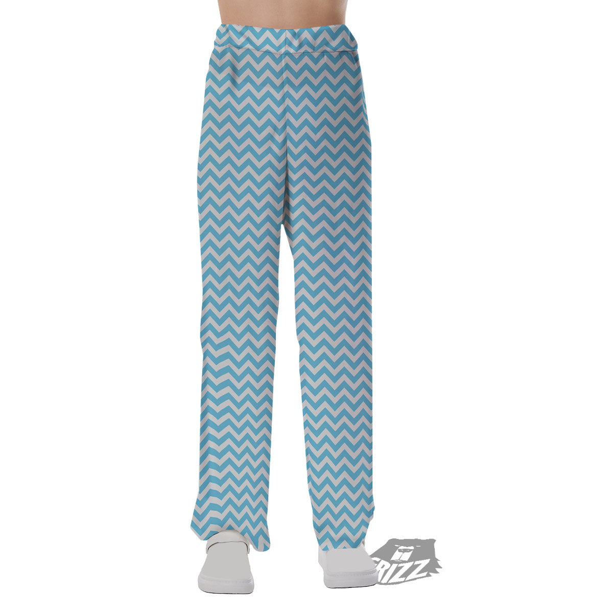 Zigzag White And Blue Print Pattern Pajama Pants-grizzshop