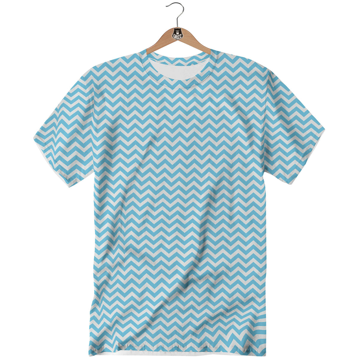 Zigzag White And Blue Print Pattern T-Shirt-grizzshop