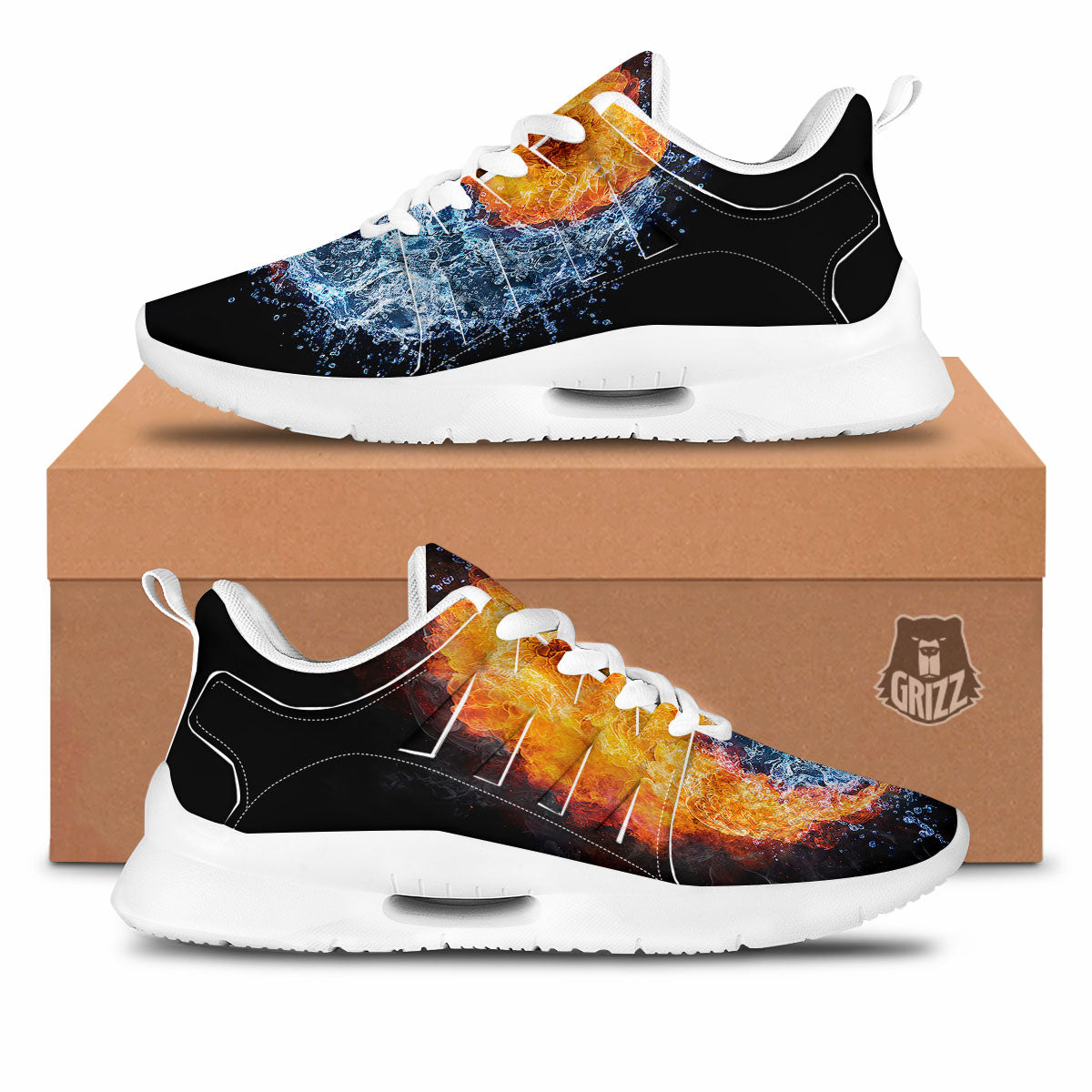 Zigzag White And Blue Print Pattern Tennis Shoes-grizzshop