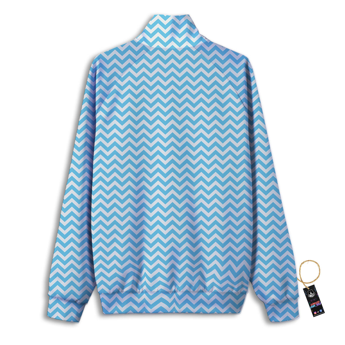 Zigzag White And Blue Print Pattern Track Jacket-grizzshop