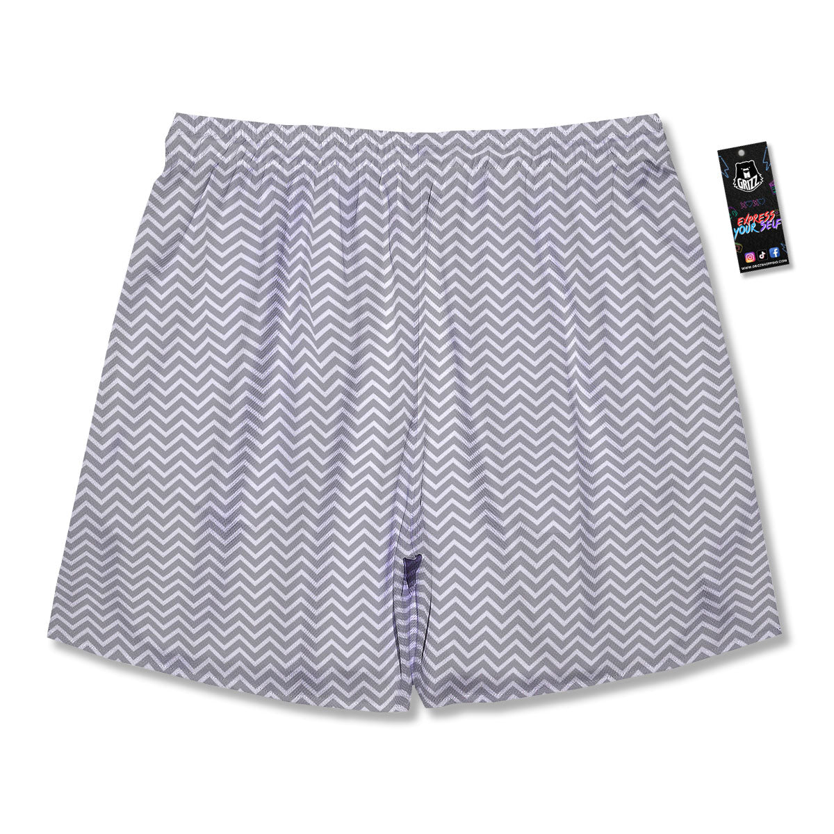 Zigzag White And Grey Print Pattern Men's Running Shorts-grizzshop