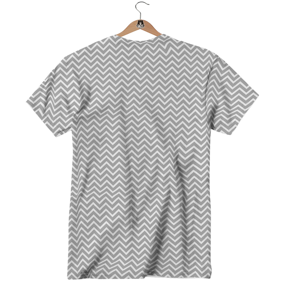 Zigzag White And Grey Print Pattern T-Shirt-grizzshop