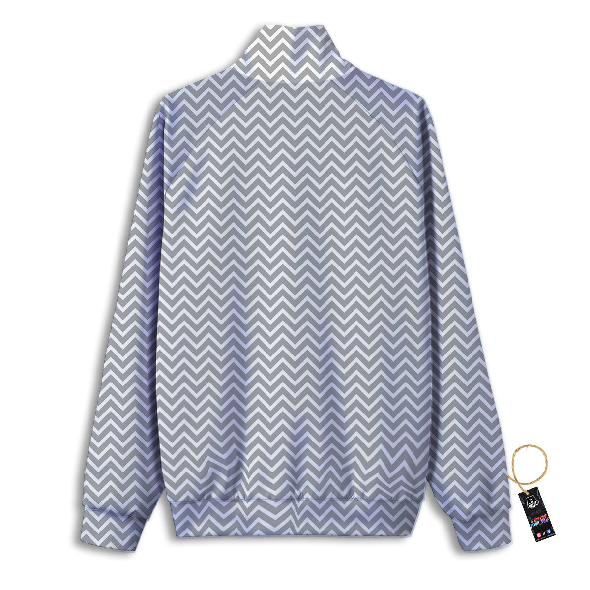 Zigzag White And Grey Print Pattern Track Jacket-grizzshop