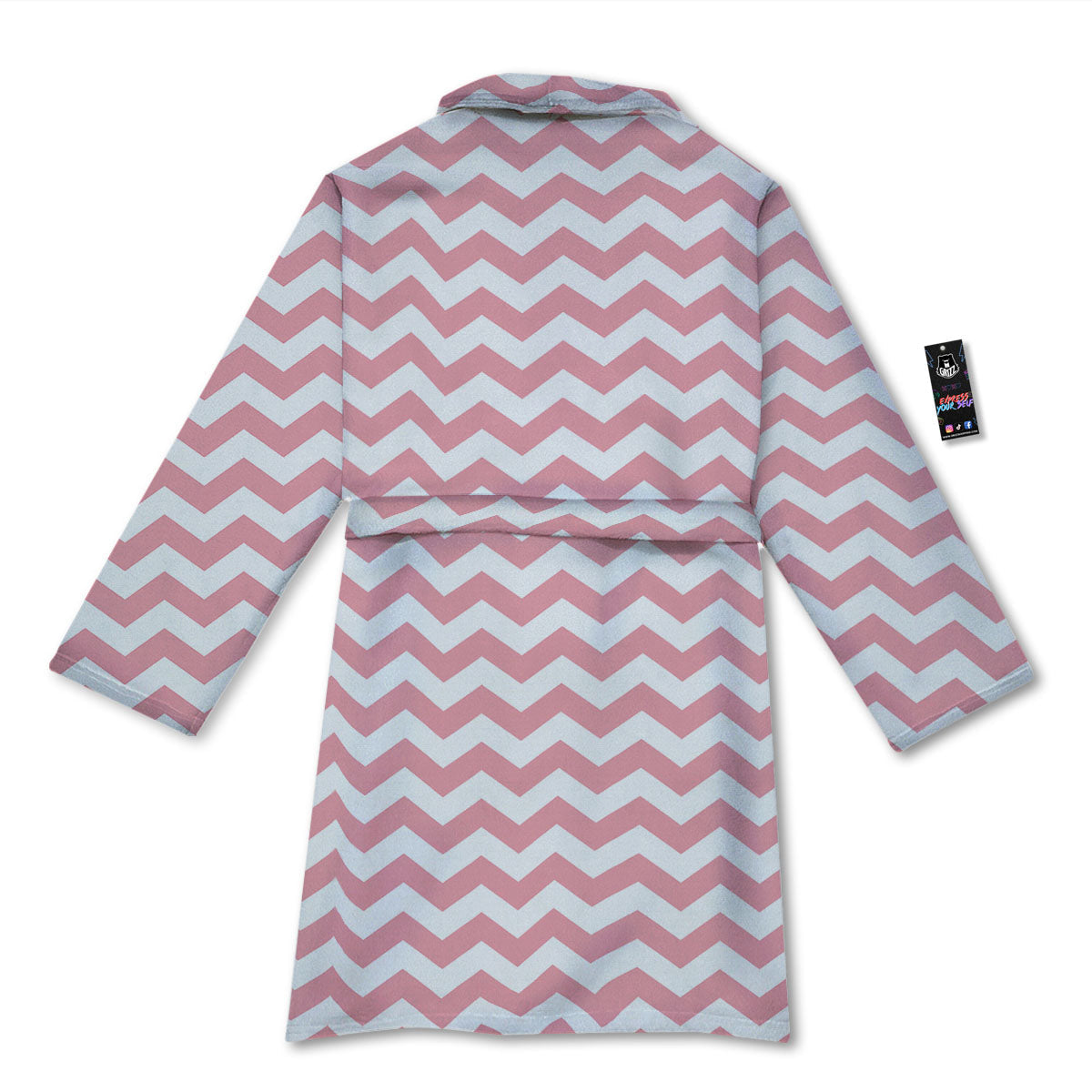 Zigzag White And Pink Print Pattern Bathrobe-grizzshop