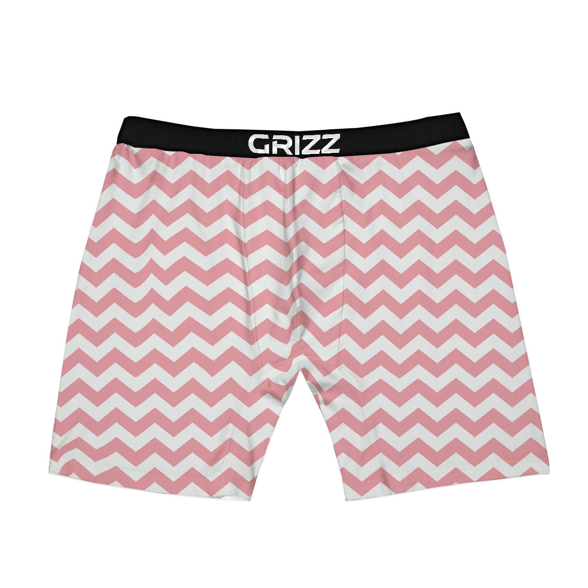 Zigzag White And Pink Print Pattern Boxer Briefs-grizzshop