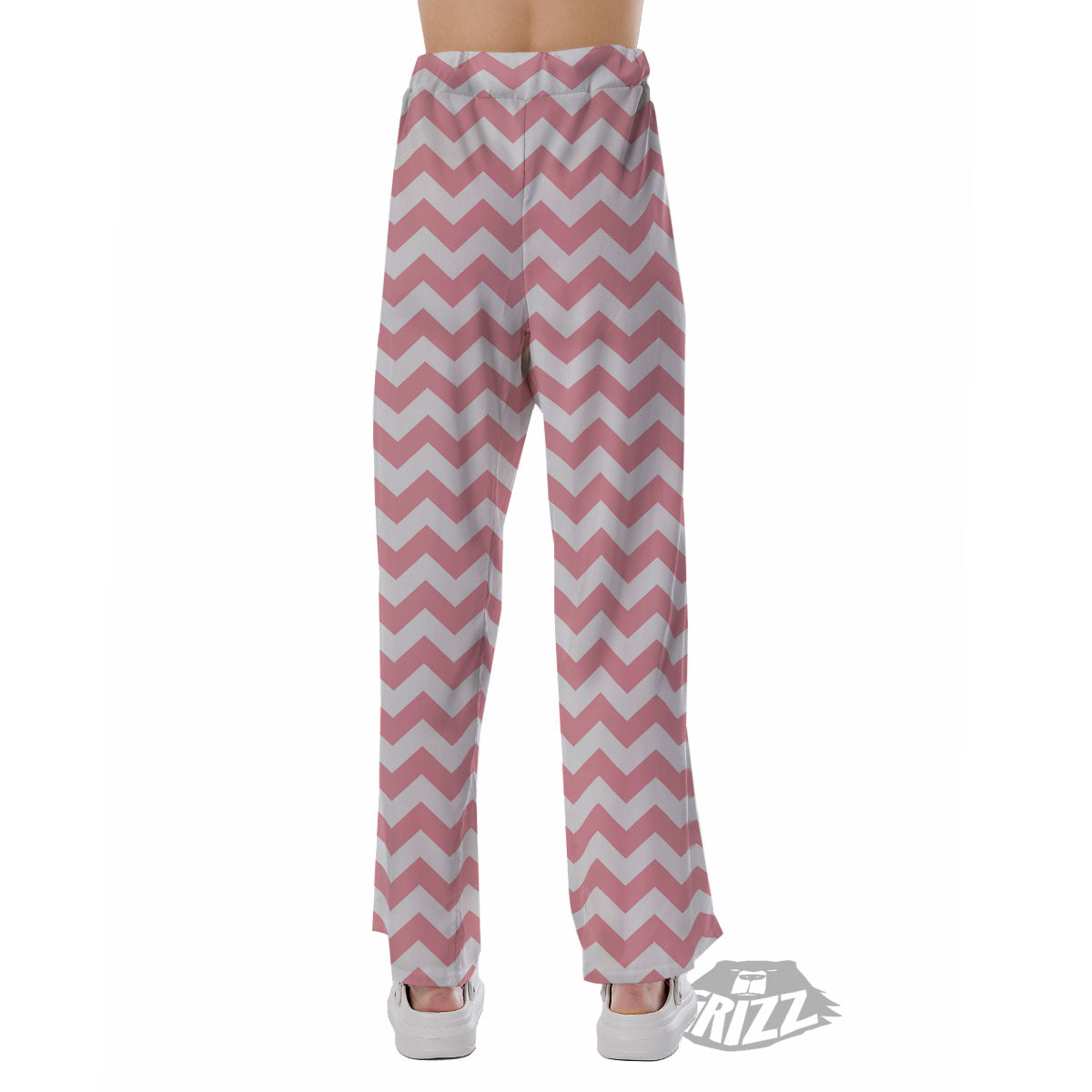 Zigzag White And Pink Print Pattern Pajama Pants-grizzshop