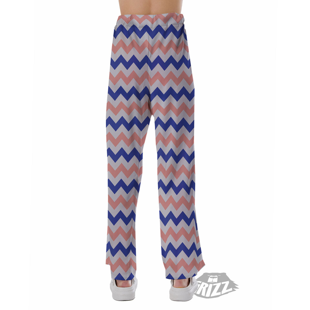 Zigzag White Pink And Navy Print Pattern Pajama Pants-grizzshop