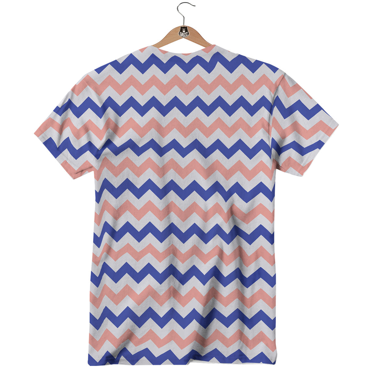 Zigzag White Pink And Navy Print Pattern T-Shirt-grizzshop