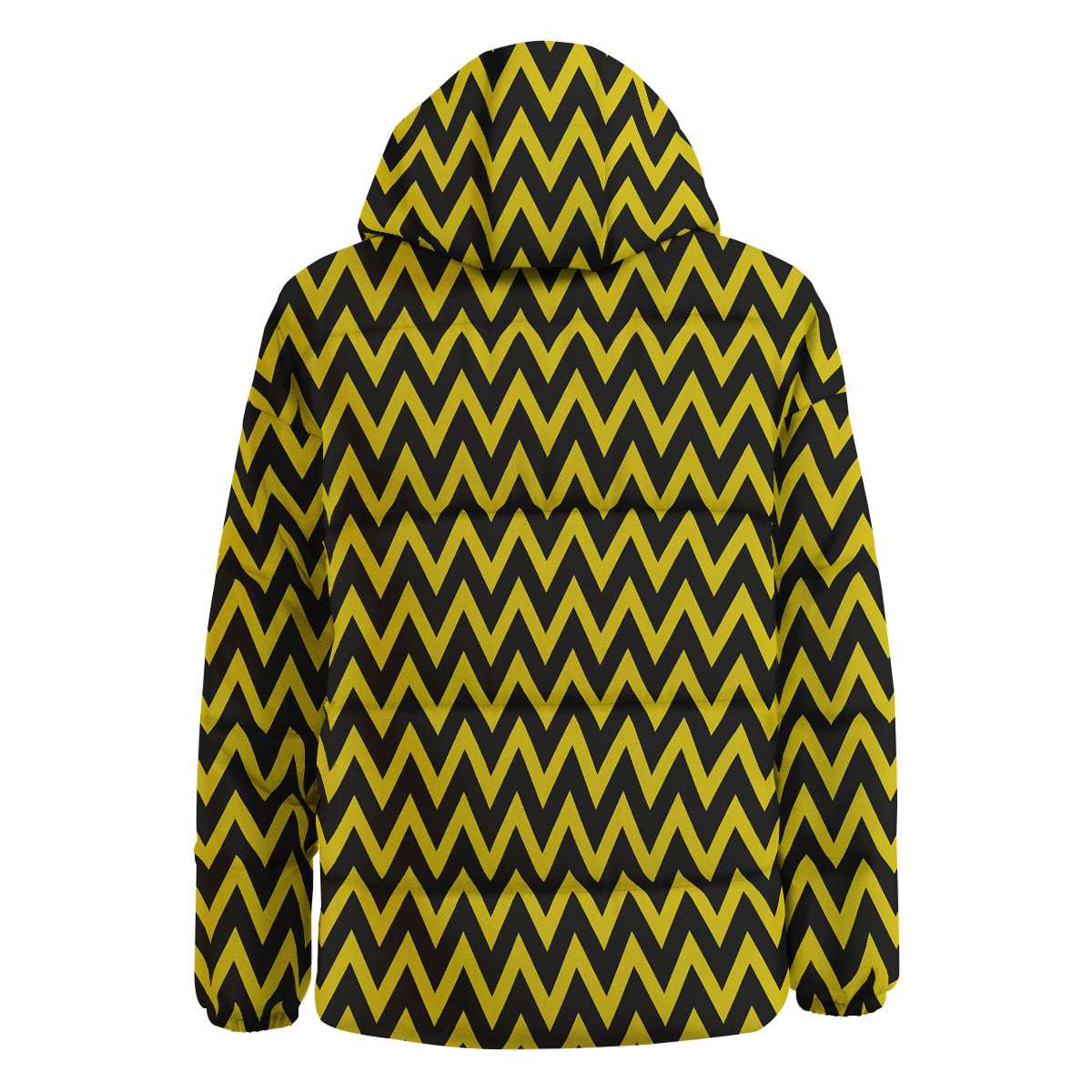 Zigzag Yellow And Black Print Pattern Down Jacket-grizzshop