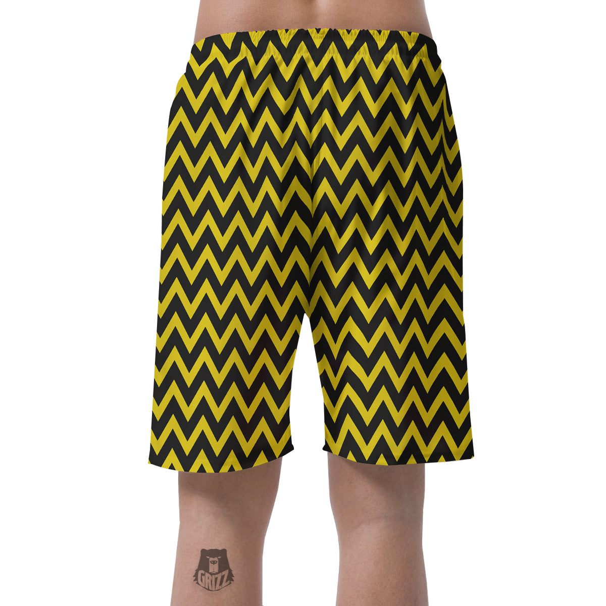 Zigzag Yellow And Black Print Pattern Men's Shorts-grizzshop