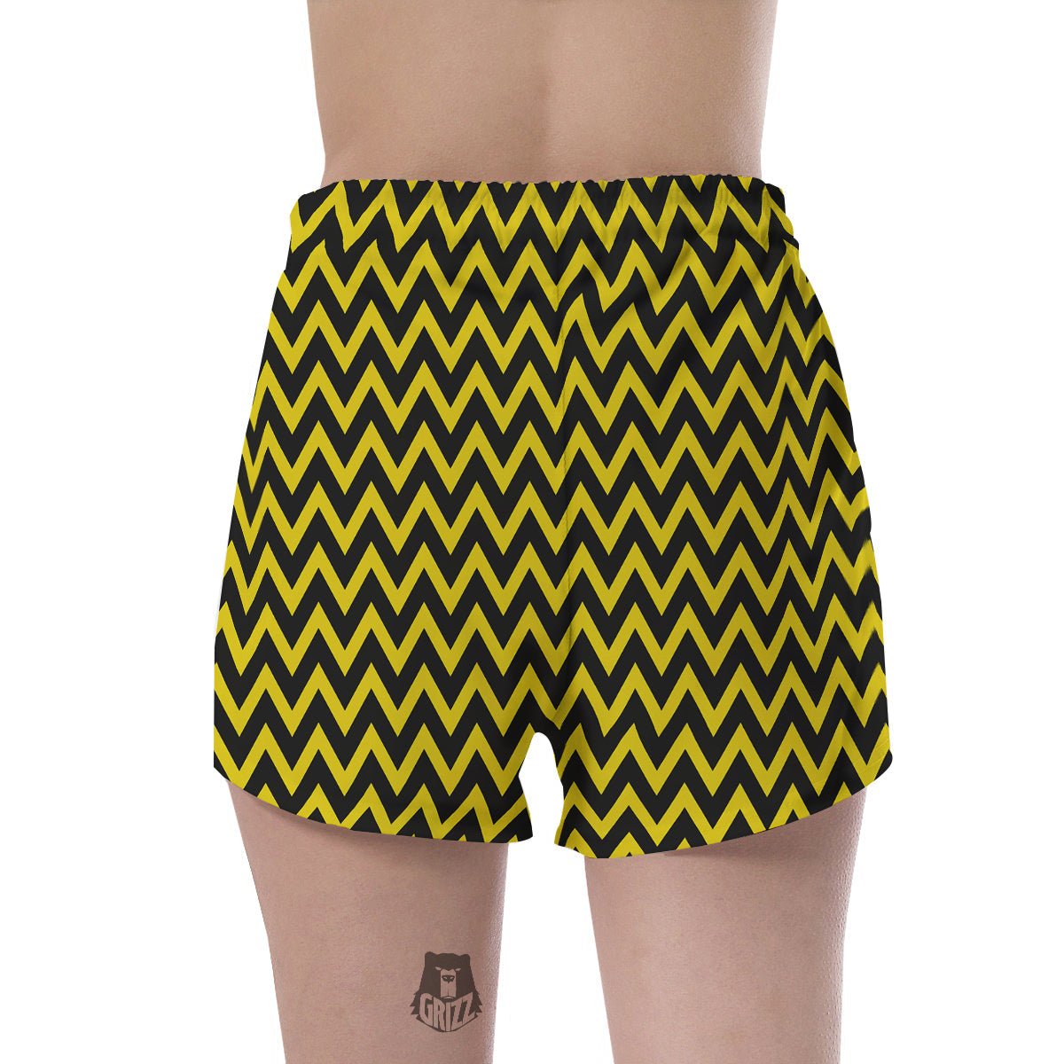 Zigzag Yellow And Black Print Pattern Women's Shorts-grizzshop
