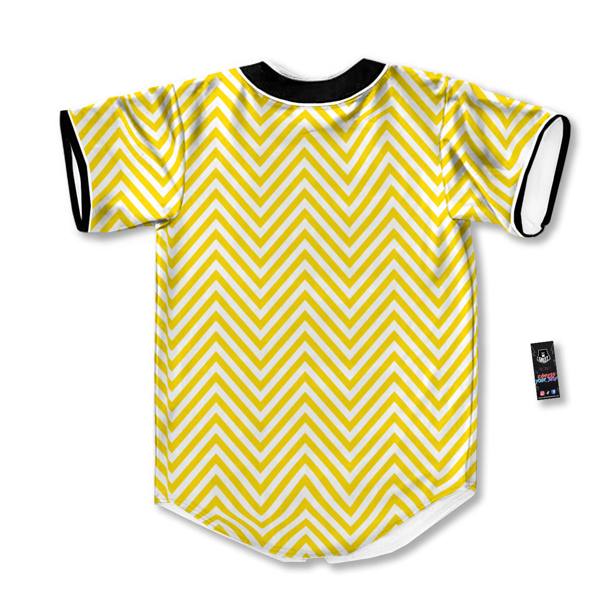 Zigzag Yellow And White Print Pattern Baseball Jersey-grizzshop
