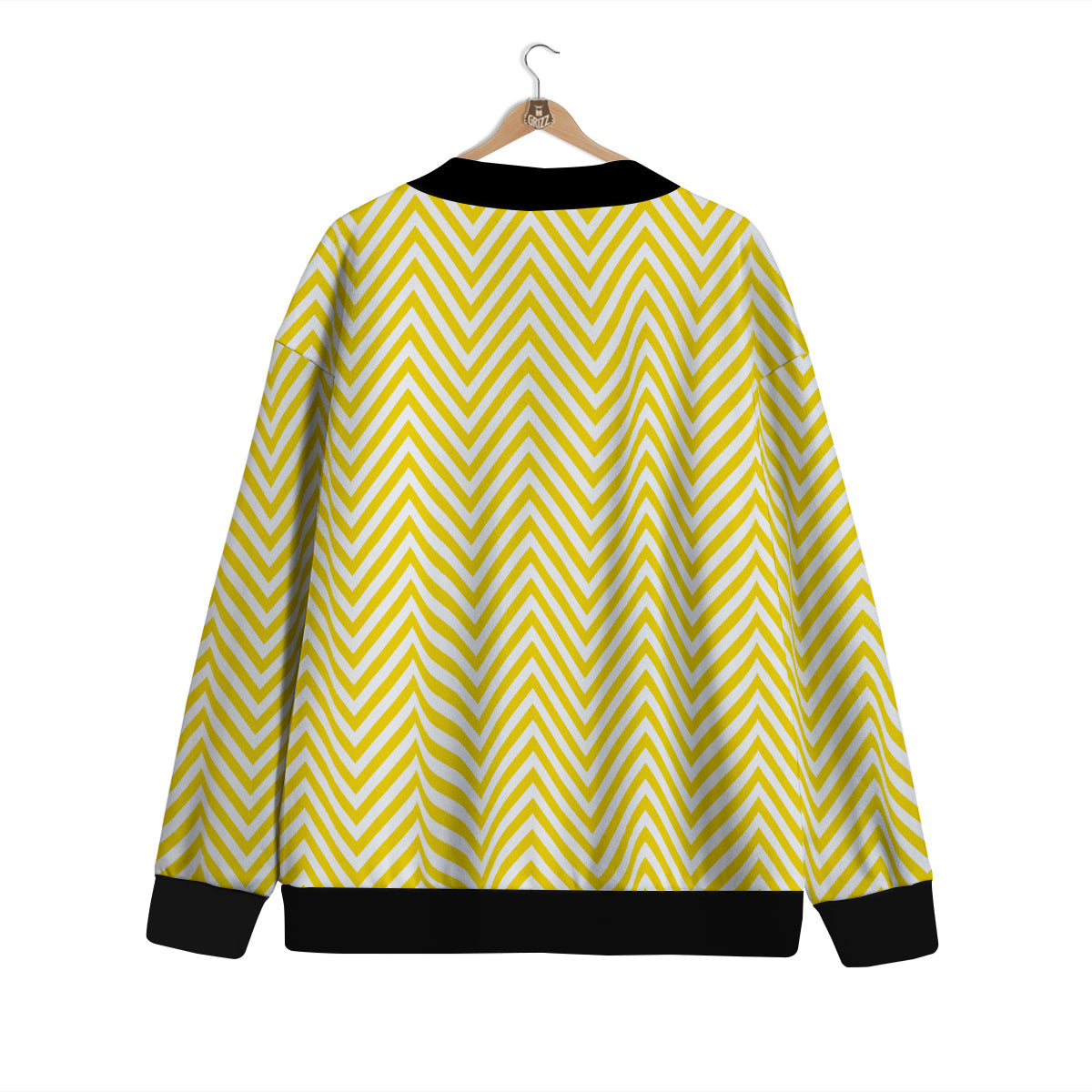 Zigzag Yellow And White Print Pattern Cardigan-grizzshop