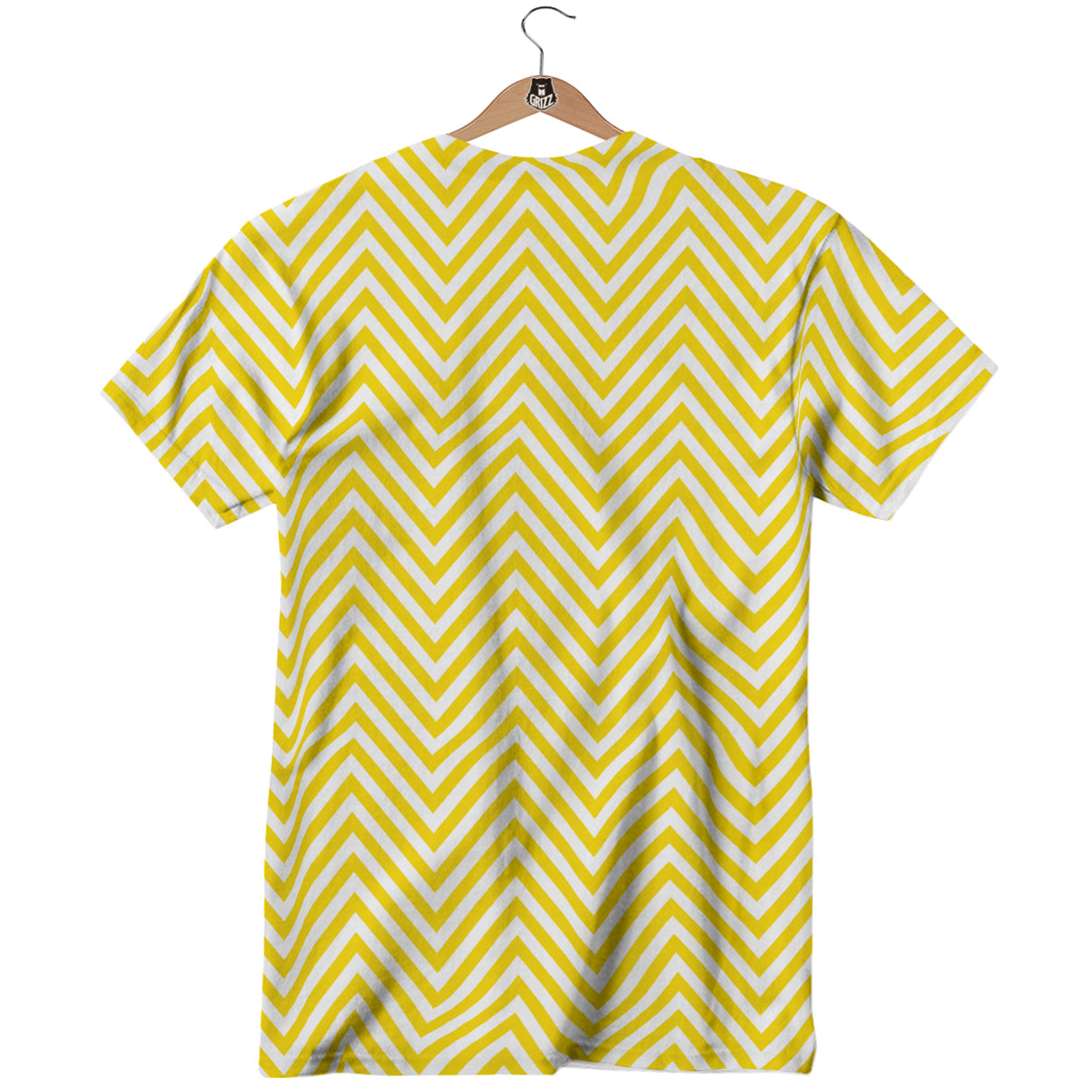 Zigzag Yellow And White Print Pattern T-Shirt-grizzshop