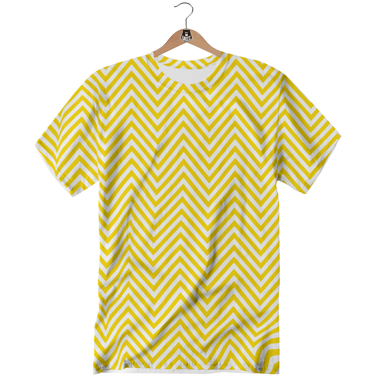 Zigzag Yellow And White Print Pattern T-Shirt-grizzshop