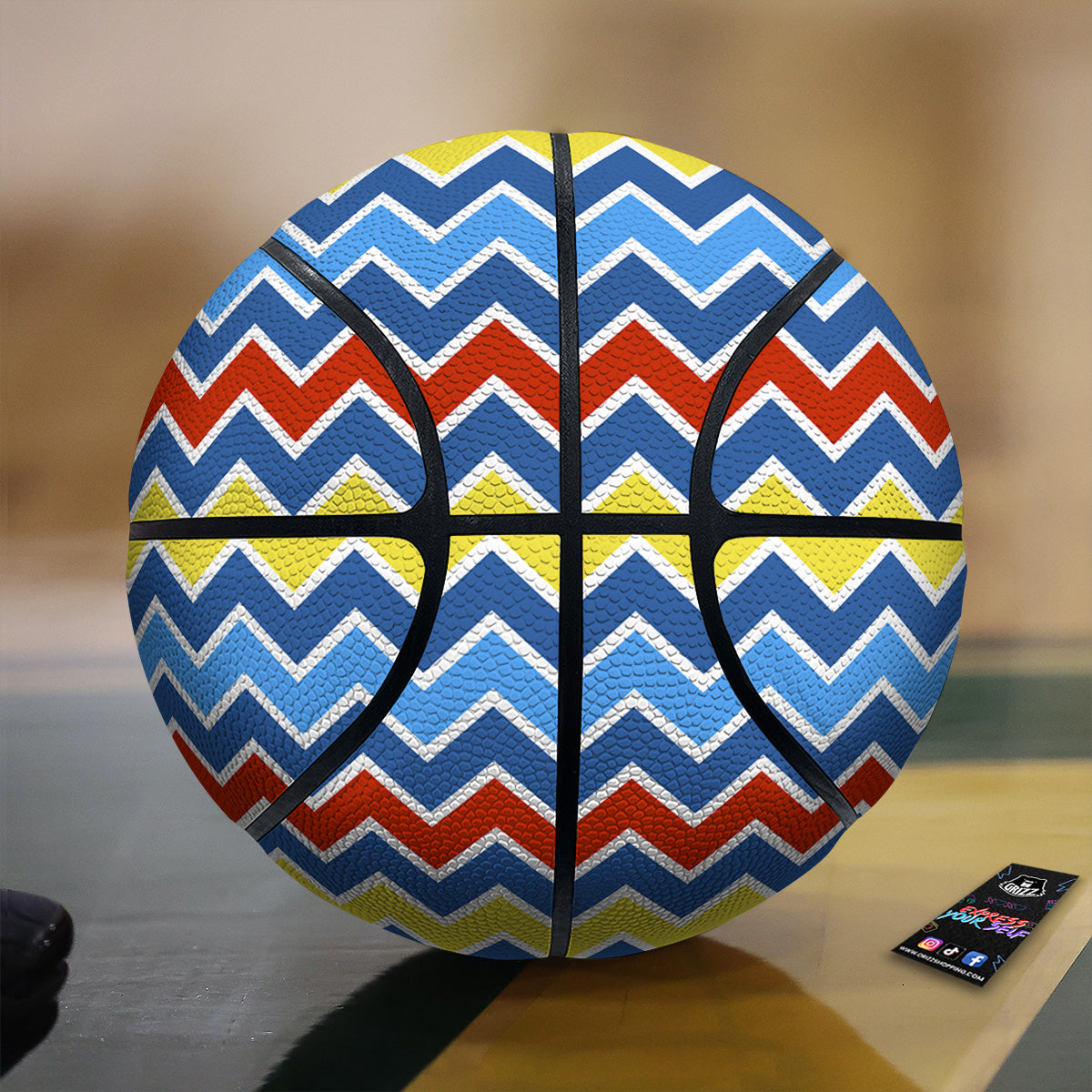 Zigzag Autism Awareness Color Print Pattern Basketball