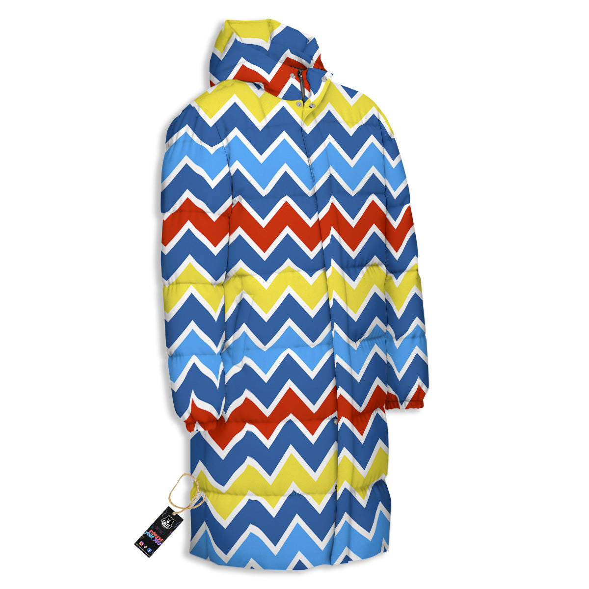 Zigzag Autism Awareness Color Print Pattern Long Down Jacket