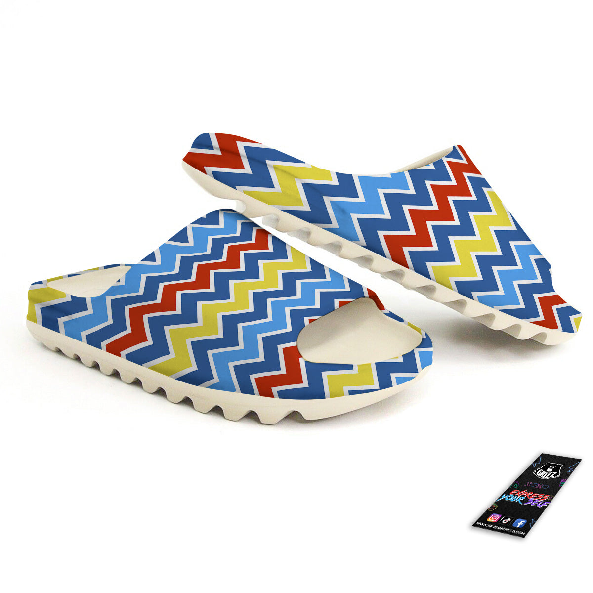 Zigzag Autism Awareness Color Print Pattern Sandals-grizzshop