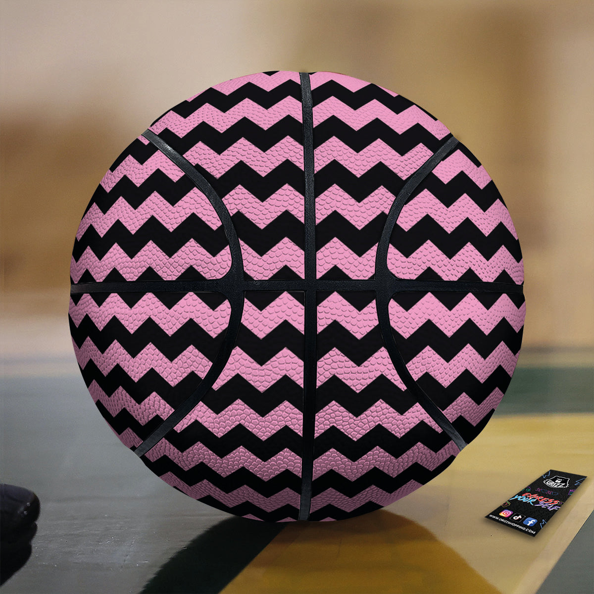 Zigzag Black And Pink Print Pattern Basketball