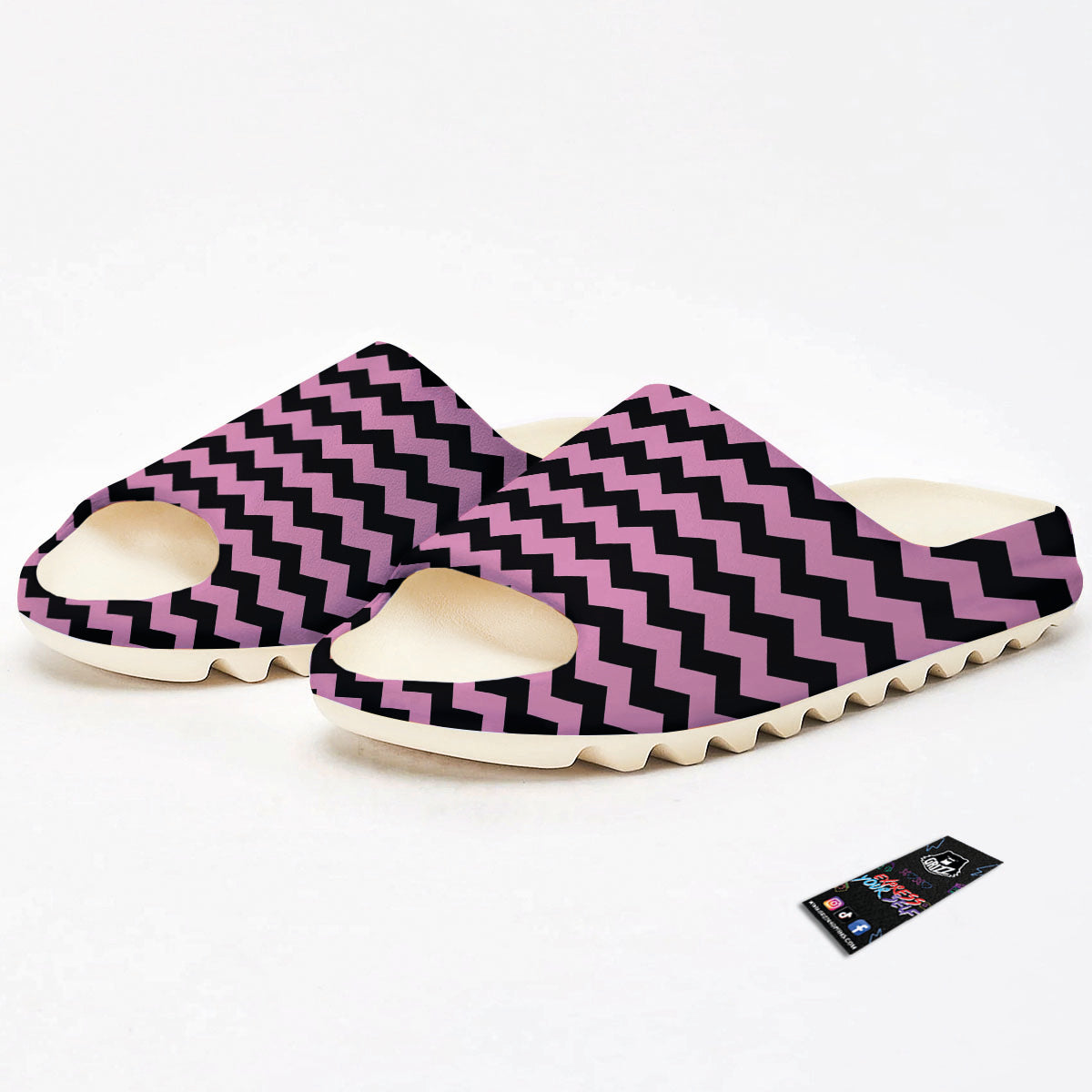 Zigzag Black And Pink Print Pattern Sandals-grizzshop
