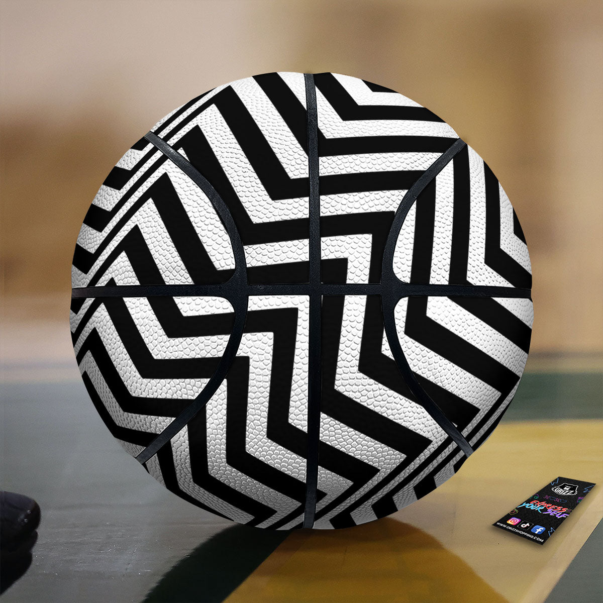 Zigzag Dazzle White And Black Print Basketball