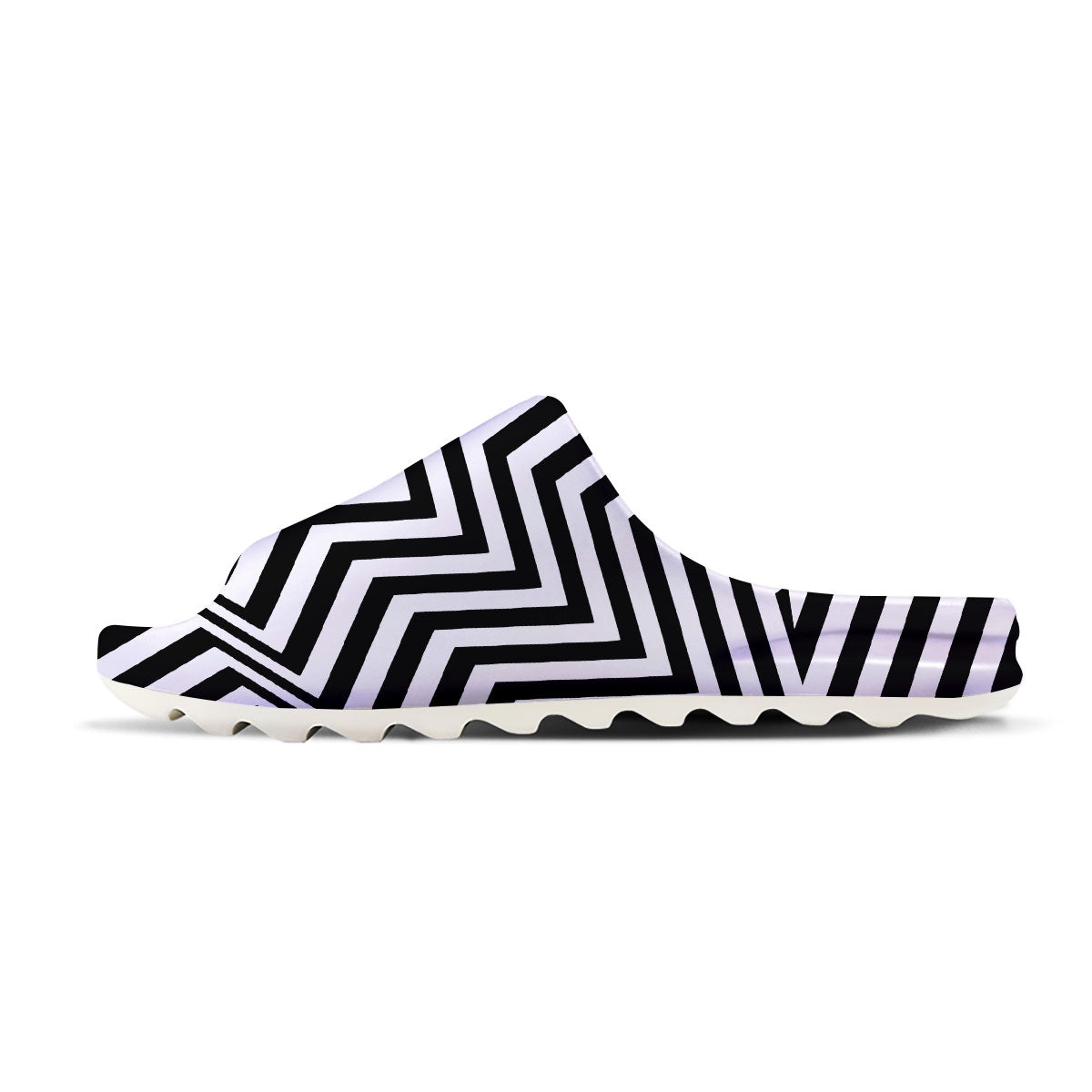 Zigzag Dazzle White And Black Print Sandals-grizzshop
