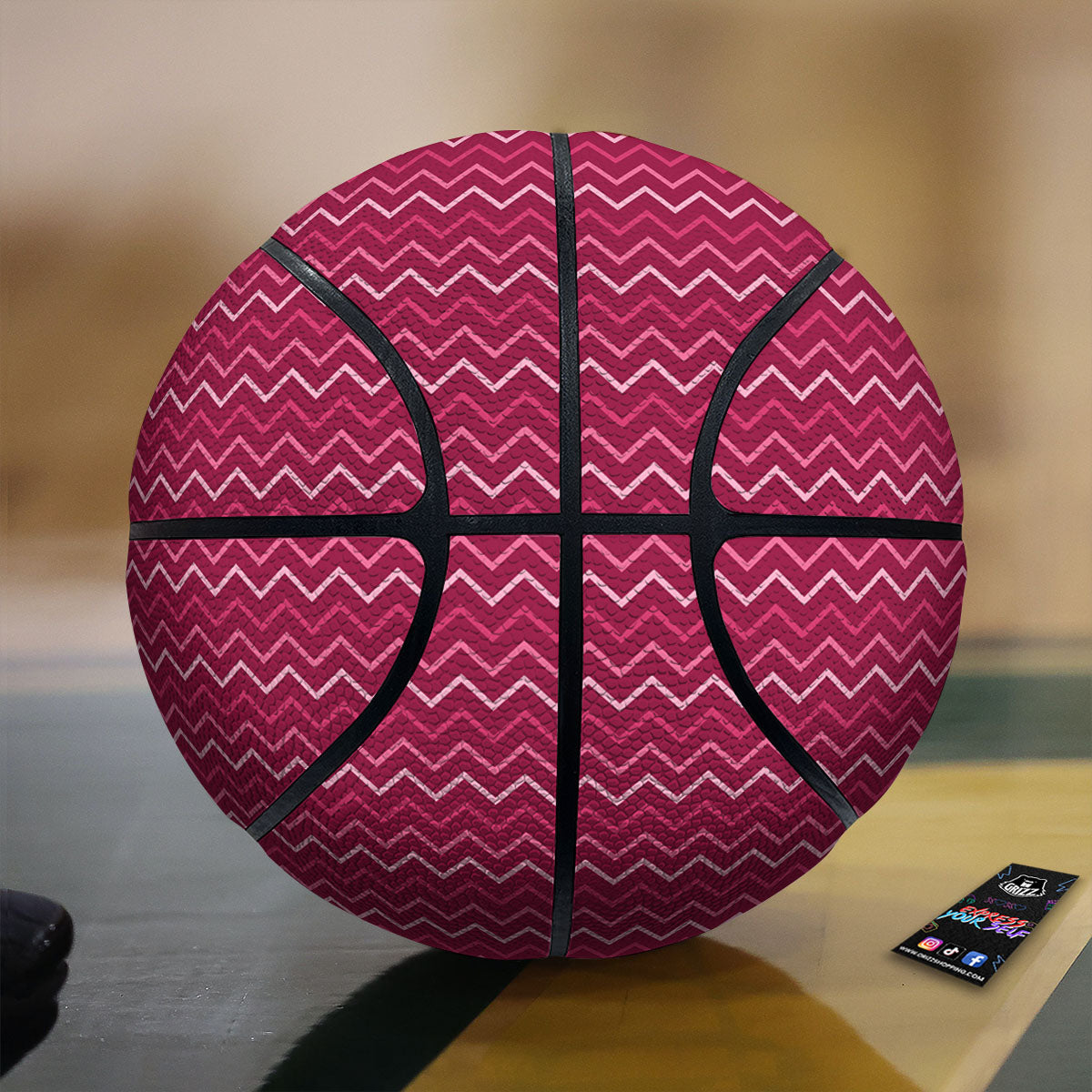 Zigzag Magenta Pink Print Pattern Basketball