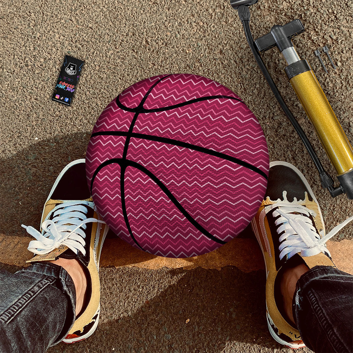 Zigzag Magenta Pink Print Pattern Basketball