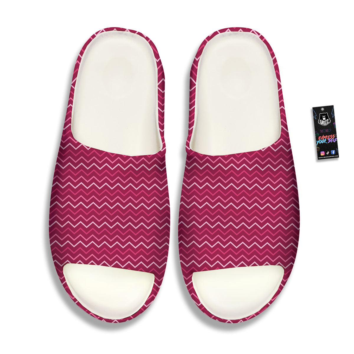 Zigzag Magenta Pink Print Pattern Sandals-grizzshop