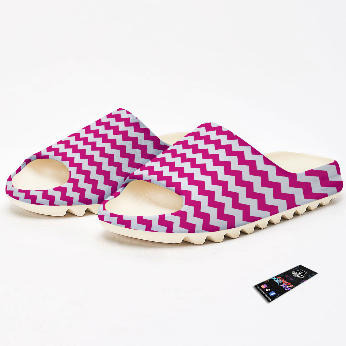Zigzag Pink And White Print Pattern Sandals-grizzshop