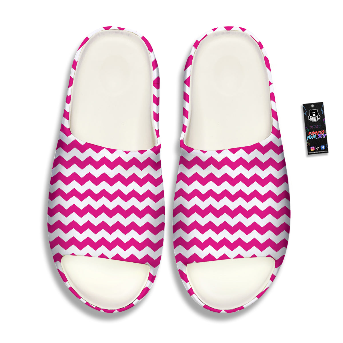 Zigzag Pink And White Print Pattern Sandals-grizzshop