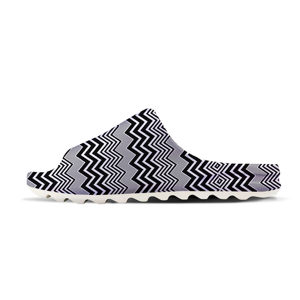 Zigzag White And Black Print Pattern Sandals-grizzshop