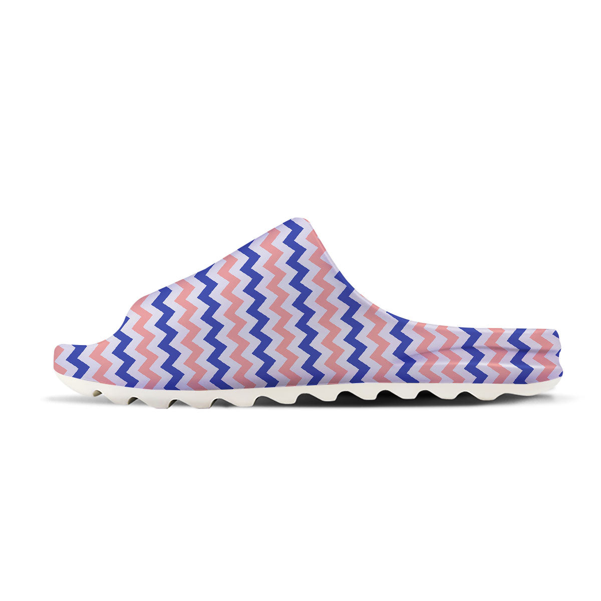 Zigzag White Pink And Navy Print Pattern Sandals-grizzshop