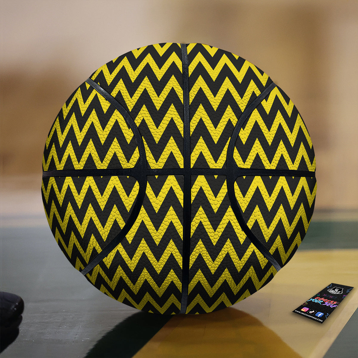 Zigzag Yellow And Black Print Pattern Basketball