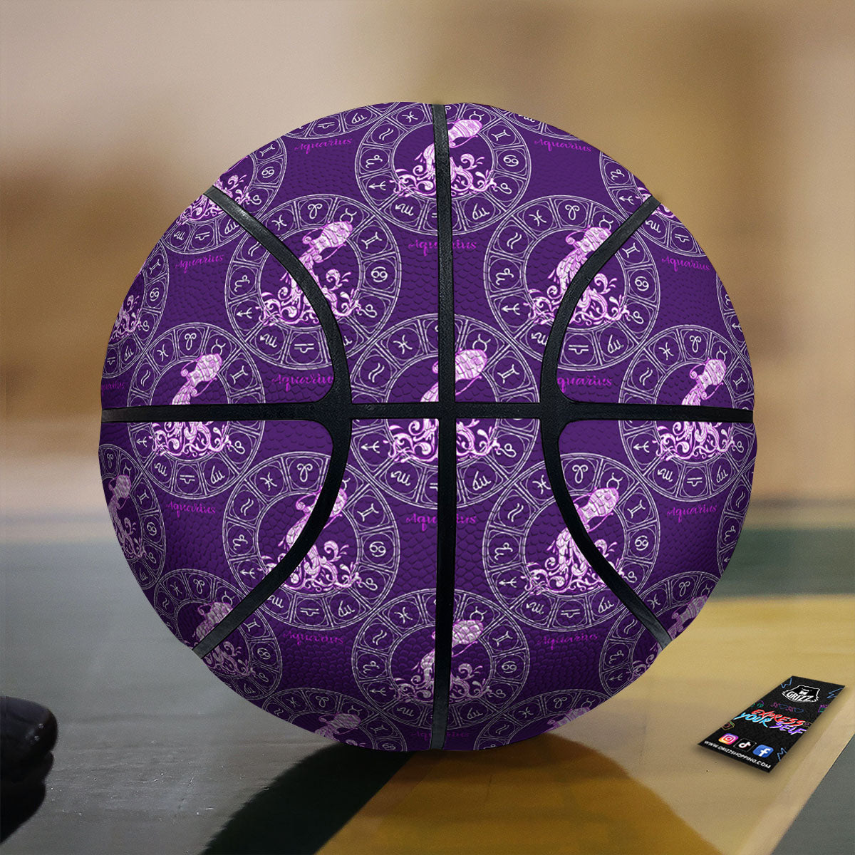 Zodiac Aquarius Purple Print Pattern Basketball-grizzshop