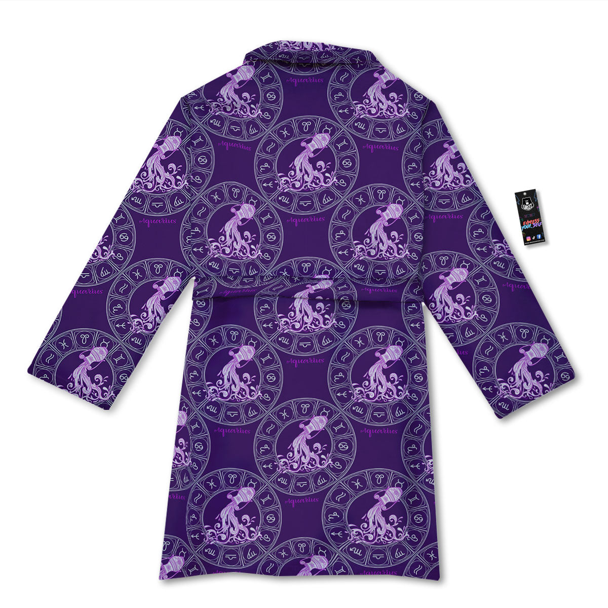 Zodiac Aquarius Purple Print Pattern Bathrobe-grizzshop