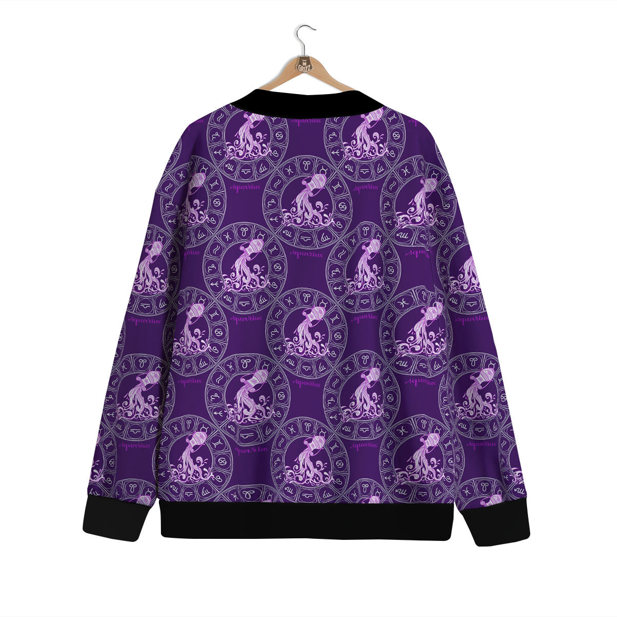 Zodiac Aquarius Purple Print Pattern Cardigan-grizzshop