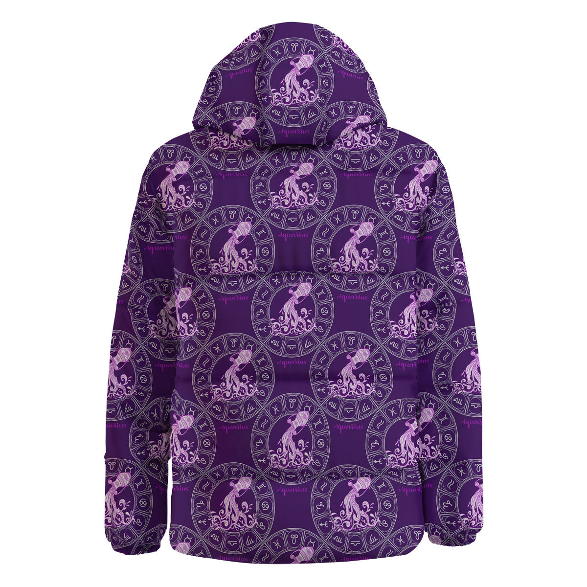 Zodiac Aquarius Purple Print Pattern Down Jacket-grizzshop